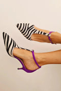 CHIARA - Décolleté raffinato a stampa zebrata con tacco viola elegante